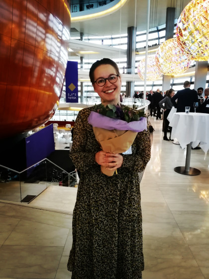 Mie Thorborg Pedersen ved EliteForsk-overrækkelserne. Foto: Mathias Porsmose Clausen.