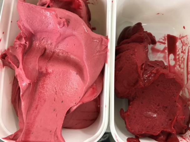 Thorkil Boisens bærsorbet med og uden æggehvide. Foto: Ann-Sofie Munk Hansen.