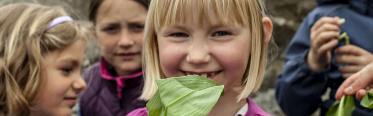 Elever fra Kongeskærskolen i Allinge på smagetur i det fri. Foto: Stagbird