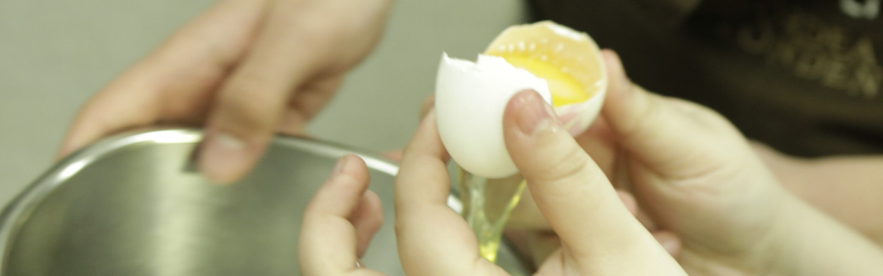 Elever arbejder med æg i forløbet "Æggeviden". Foto: Stagbird